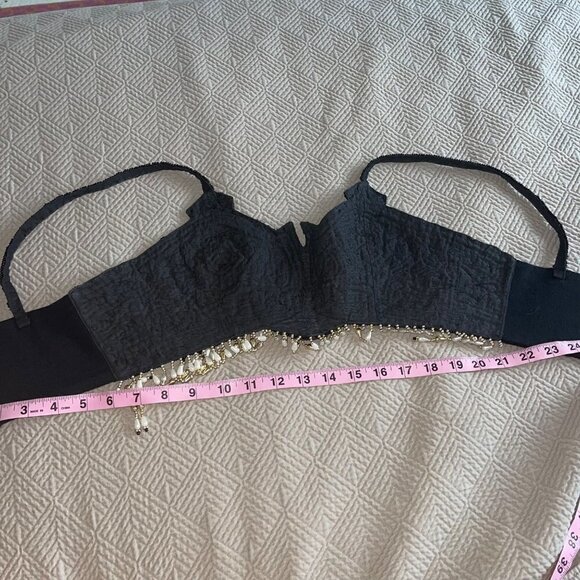 Vintage Sequin Bra Top Size Medium Multicolor Beaded Pearl Fringe Embellished - Picture 14 of 16